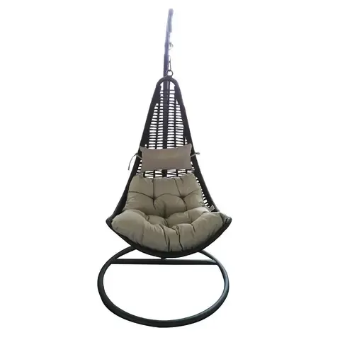 Silla colgante aluminio/ratán pe café