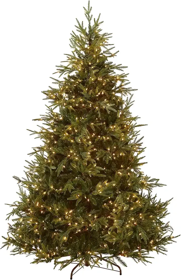National Tree Company 7.5 ft Pre-Lit Fraser Grande Artificial Christmas Tree, 1,000 Clear Lights, 3,719 Tips, Includes Stand, Green