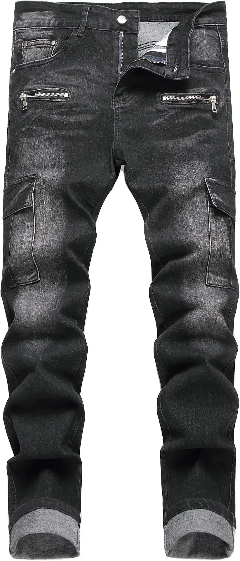Men's Slim Fit Stretch Jeans Ripped Skinny Jeans for Men, Fashion Straight Leg Comfort Flex Waist Cargo Denim Pants