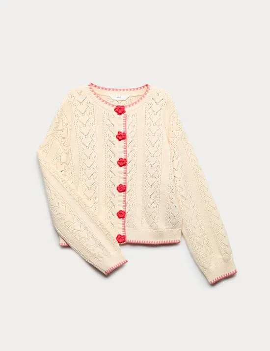 Pure Cotton Rose Cardigan (6-16 Years)
