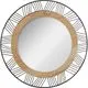 Miroir rond métal et bois D 45cm
