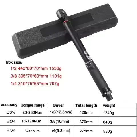 72T Torque Wrench 1/2'' 3/8'' 1/4'' Square Drive Preset Bicycle Torques Key Two-way Ratchet Car Bike Automotive Hand Tools