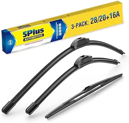 5 PLUS Windshield Wiper Blades Replacement For TOYOTA Sienna 2020 2019 2018 2017 2016 2015 2014 2013 2012 2011 (Set of 3), 28 Inch + 20 Inch Windshield Wiper Blades with 16 Inch Rear Wiper Blade 5 PLUS Windshield Wiper Blades Replacement For TO…