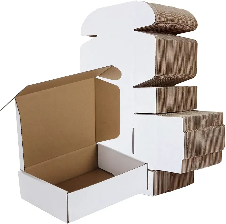 RLAVBL 7x5x2 Shipping Boxes Set of 50, White Small Corrugated Cardboard Box, Mailer Box