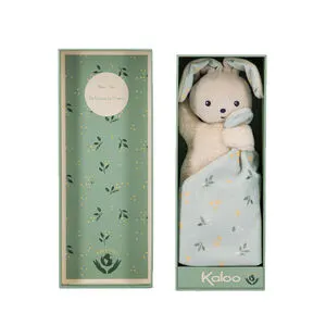 Doudou lapin carré douceur imprimé fleuri