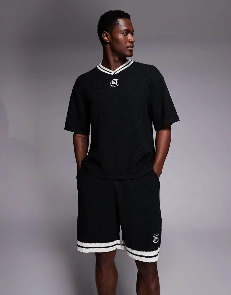 Good For Nothing co-ord knitted shorts in black