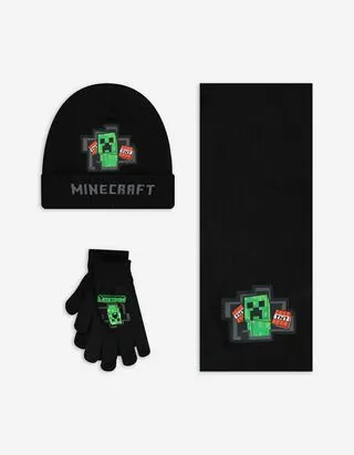 Set cappello, sciarpa e guanti - Minecraft - nero