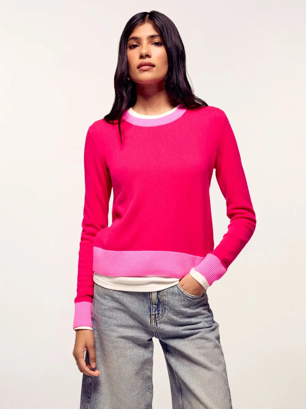 TWO-TONE CREWNECK SWEATER