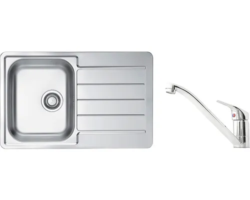 Nerezový dřez s baterií ALVEUS Line 80 Natur 790x500x0,6 mm + baterie Riviera SETA271