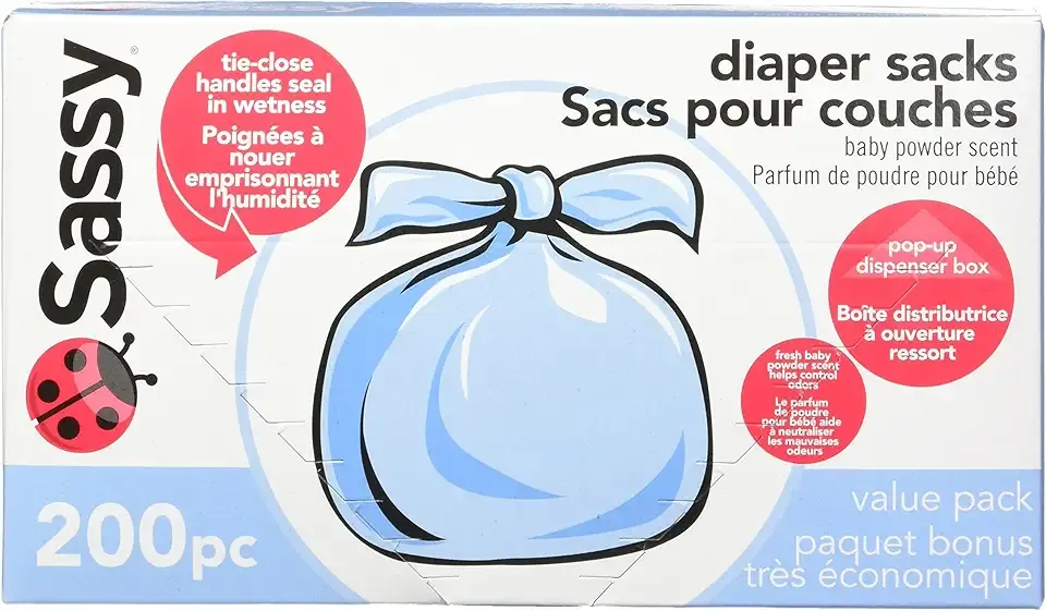 Sassy Baby Disposable Diaper Sacks, 200 Count, Packaging may vary