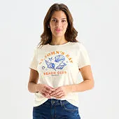 St. John's Bay Womens Crew Neck Short Sleeve Regular Fit Graphic T-Shirt