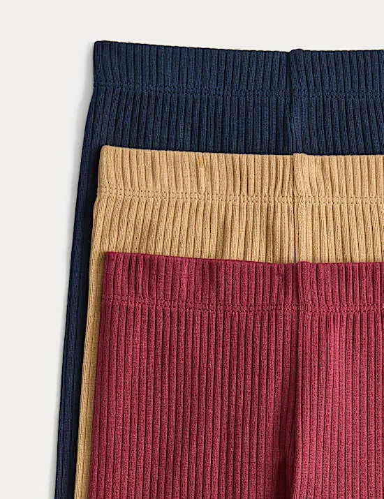 3 Pack Cotton Rich Ribbed Leggings (0-4 Years)