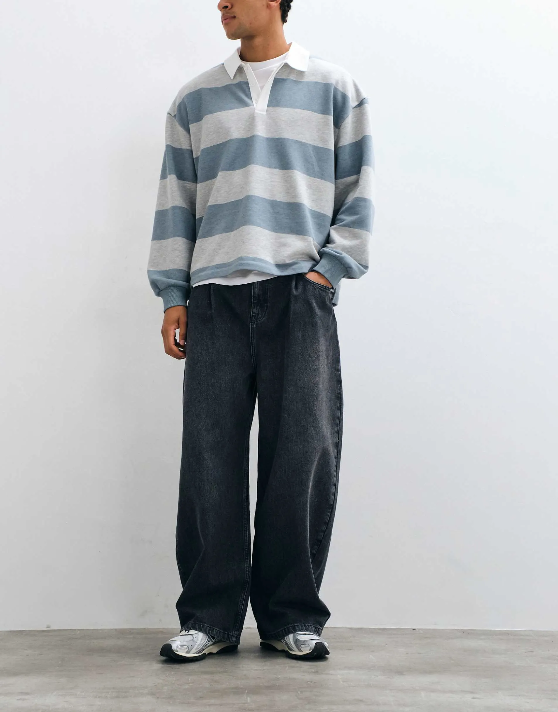 ASOS DESIGN oversized baggy jeans in grey with pleats