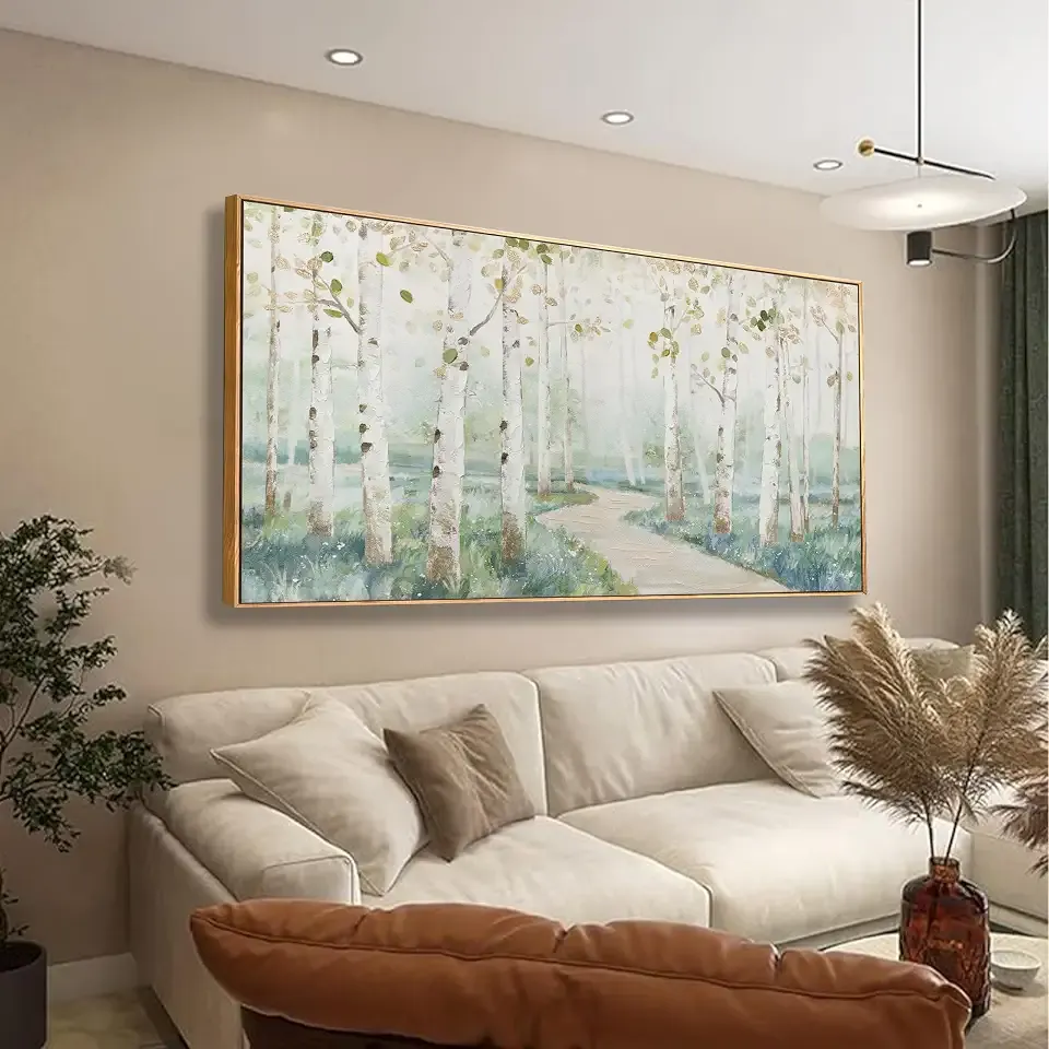 Modern Natural Landscape Canvas Wall Art Decor Home Decor Wall Art Prints Colorful Forest Path Framed Landscape Wall Art Decorations for Living Room Wall Bedroom Kitchen Office Decor 24"×48"