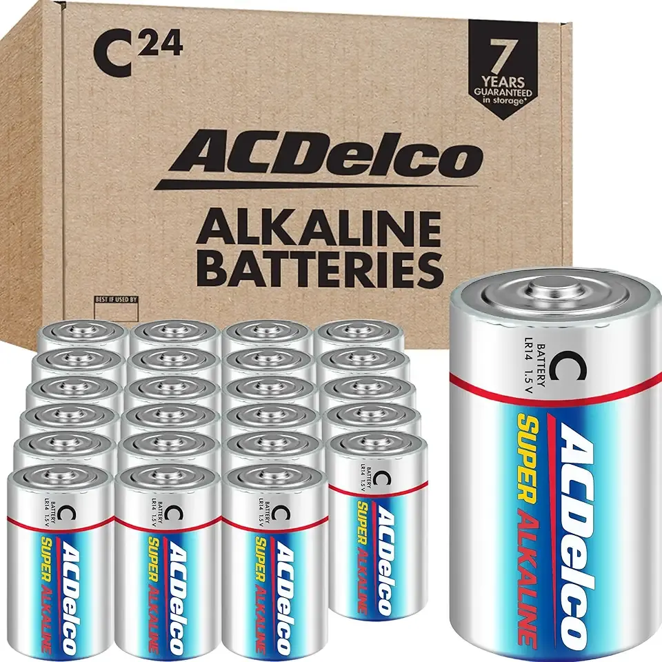 ACDelco 24-Count C Batteries, Maximum Power Super Alkaline Battery for Home and Office, 7-Year Shelf Life, Recloseable Packaging