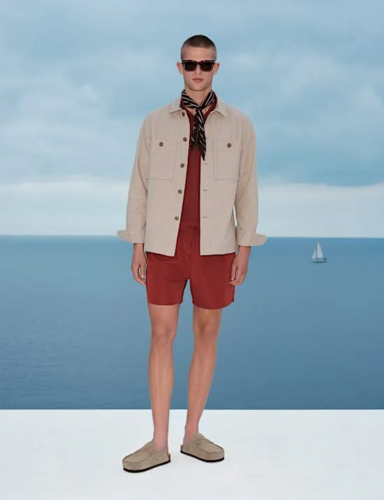Gestreiftes Overshirt aus reiner Baumwolle