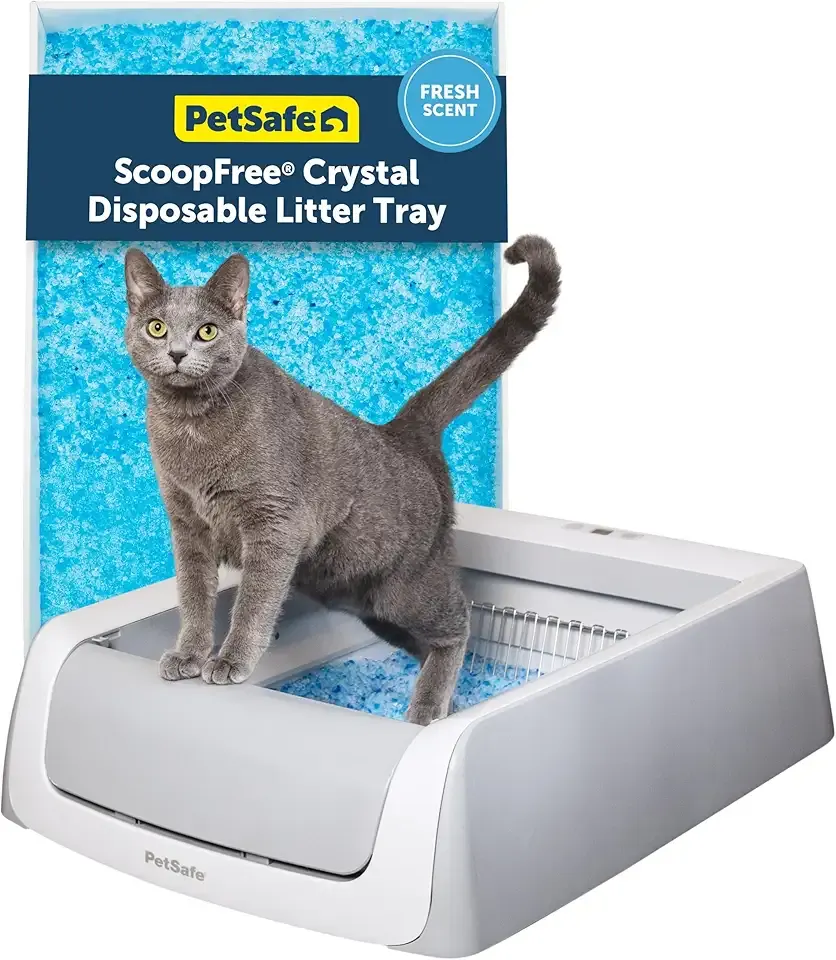 PetSafe ScoopFree Crystal Pro Legacy Automatic Self-Cleaning Cat Litter Box Includes 1 Disposable Crystal Litter Tray Advanced Odor Control Not Enclosed Gray (PAL00-16805)