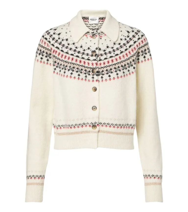 Zoe Fair Isle Cardigan - Hvit