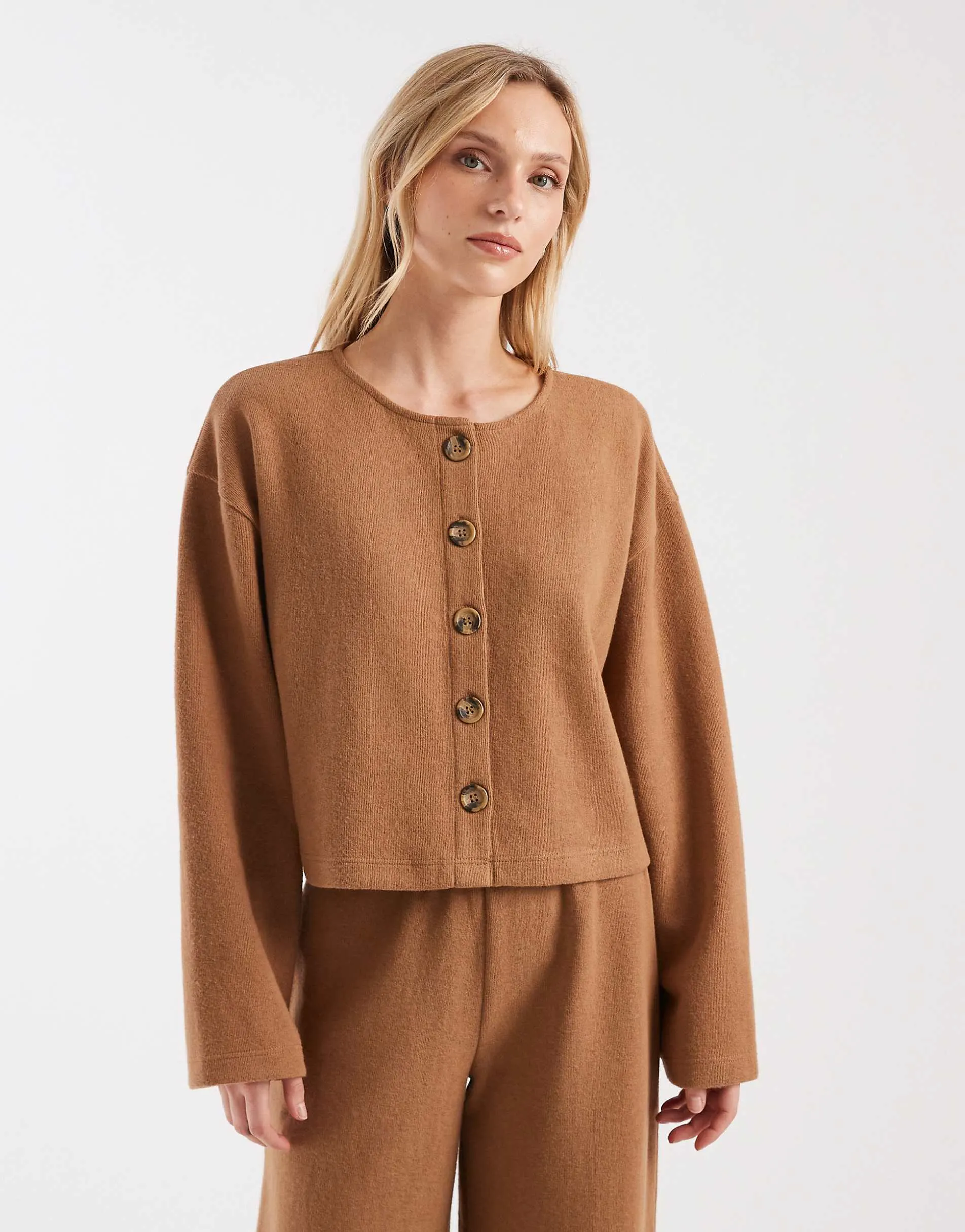 Miss Selfridge super soft cardigan co-ord in cinnamon