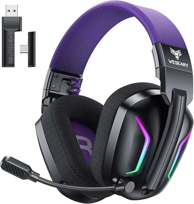 WESEARY Wireless Gaming Headset for PS5, PS4, PC, Switch & Mac| 2.4GHz USB | Bluetooth 5.4 Gaming Headphones with Mic, 20ms Ultra-L…