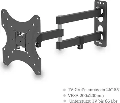 FCH 26 Zoll bis 50 Zoll TV Wandhalterung mit Wasserwaage neigbar , schwenkbar für VESA max.: 200x200, bis 30kg - schwarz