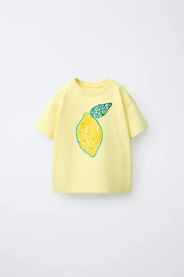 FRUIT PRINT AND EMBROIDERY T-SHIRT