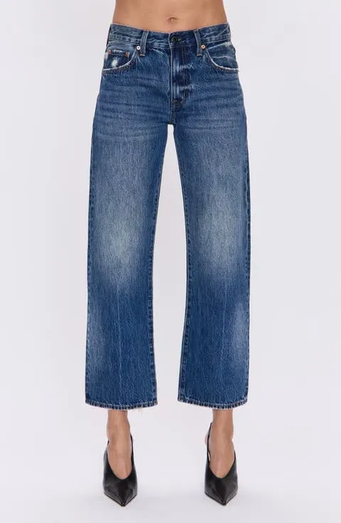 Lexi Distressed Studded Crop Barrel Jeans