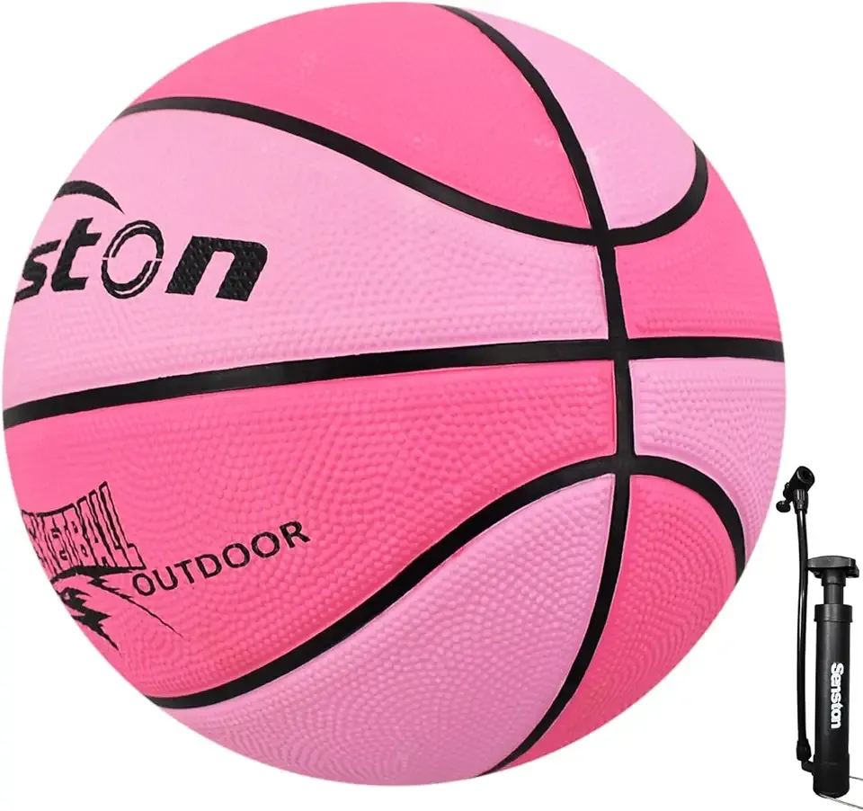 Senston 25.5''/27.5''/29.5'' Outdoor Basketball Ball Excellent Elasticity/Grip Rubber Basketballs with Pump, Durable Size 3/5/7 Outdoor/Indoor Basketball
