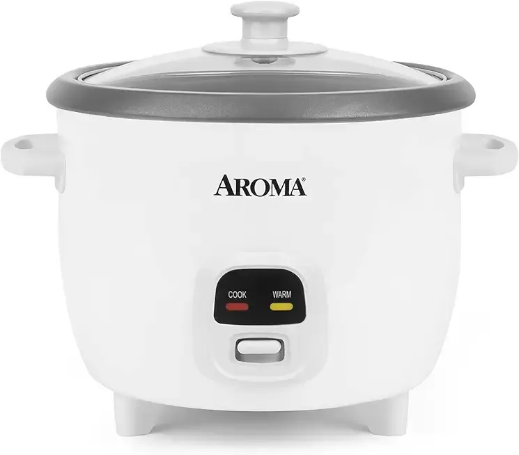 AROMA Rice Cooker, 3-Cup (Uncooked) / 6-Cup (Cooked), Small Rice Cooker, Oatmeal Cooker, Soup Maker, Auto Keep Warm, 1.5 Qt, White, ARC-393NG