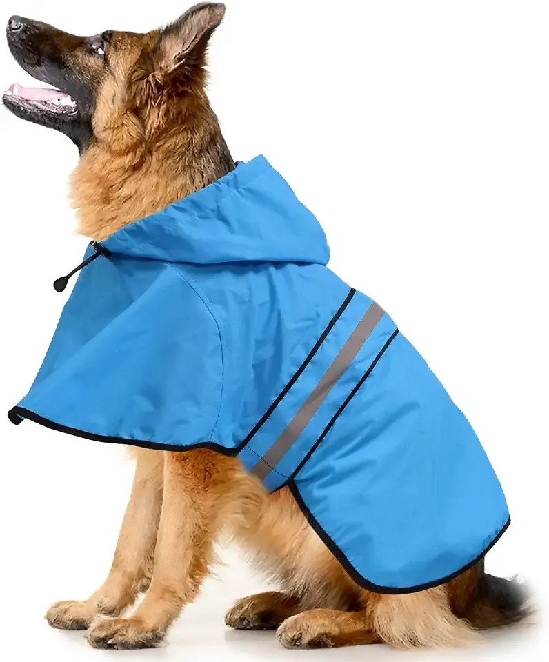 Reflective Dog Rain Coat - Waterproof Adjustable Pet Raincoat Jacket, Lightweight Hooded Dog Rain Coat Poncho for Small to X- Large Dogs and Puppies (Blue, X-Large)