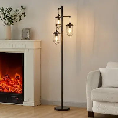 Ahmauri 64.75-in Blackened Bronze Tree Track Floor Lamp with Metal Shade