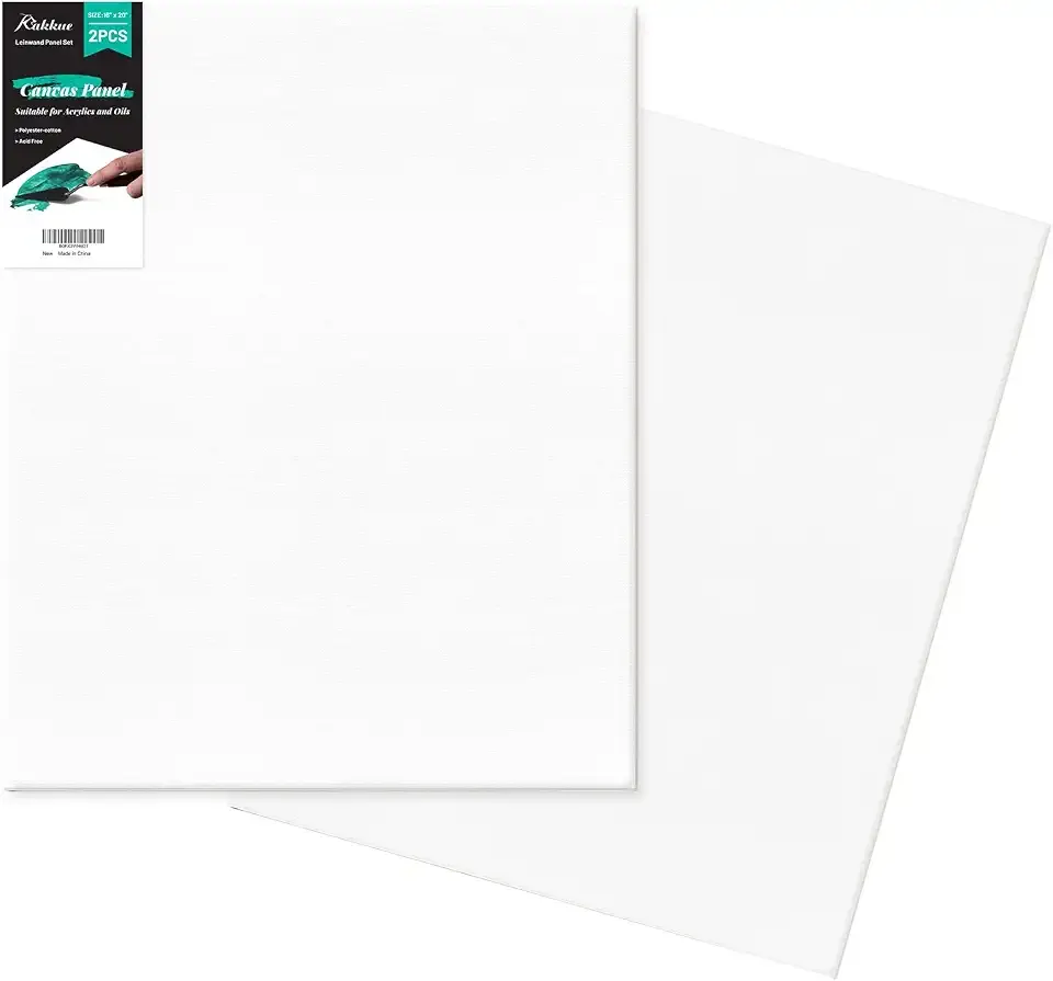 Canvas Boards 2-Pack 16"x20" – Flat Canvas Panels, Primed Polyester