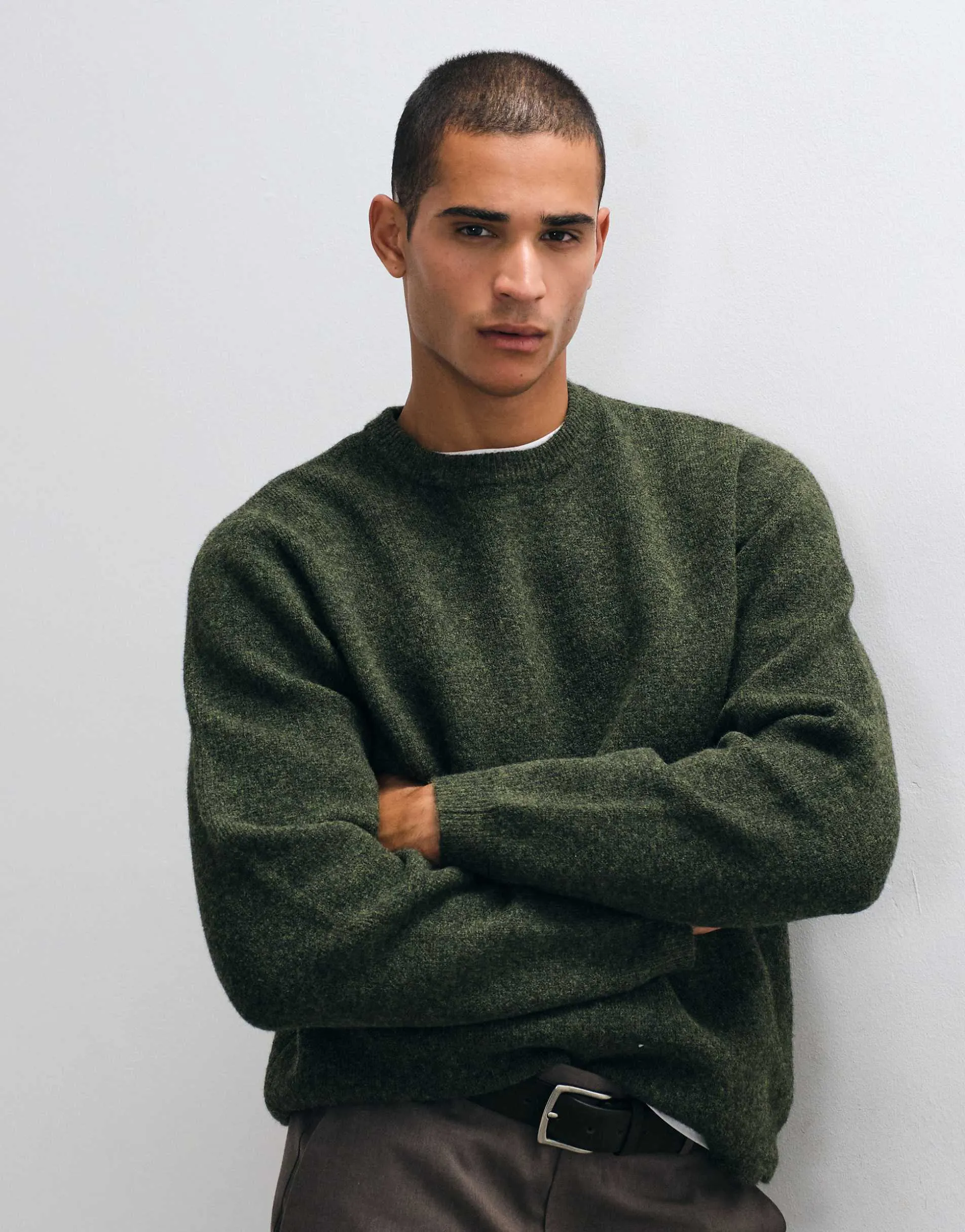 ASOS DESIGN relaxed knitted jumper in green
