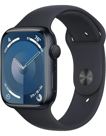 Apple Watch Series 9 [GPS, 45mm] - Midnight Aluminum Case with Midnight Sport Band, M/L (Renewed Premium)