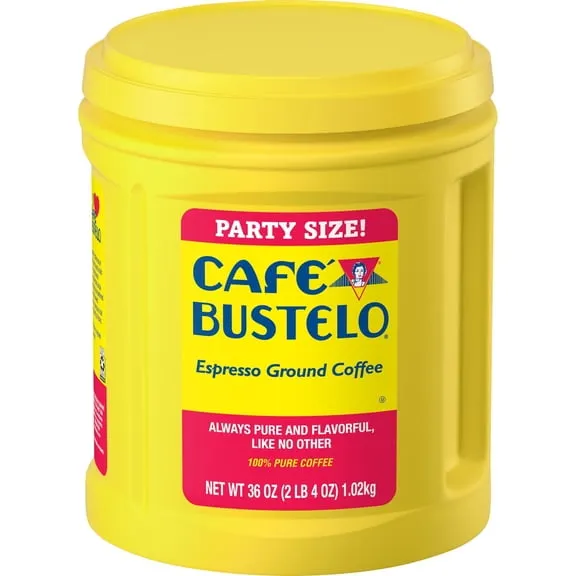 Best seller, Cafe Bustelo Espresso Ground Coffee, Dark Roast, 36 oz Canister, Price $22.97 63.8 ¢/oz