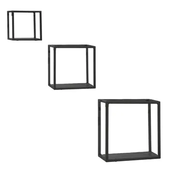 Mensole Cubo da Parete in Metallo Nero