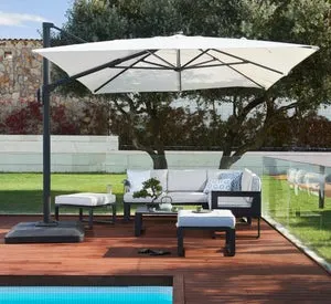 Ombrellone a palo laterale grigio Sonora NATERIAL con telo rettangolare bianco L 282 x P 391 x H 274 cm