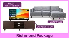 Right hand facing Chaise + Entertainment Unit + 43" TV