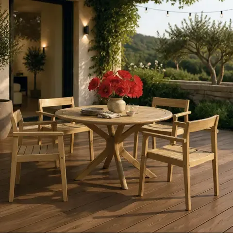 Juego de Comedor para Exterior de Madera Luanda 4 Personas