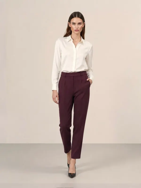 3596 Tweed - Lova Straight Pant Dark red