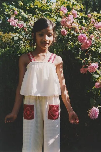 TWILL DRESS WITH EMBROIDERED FLOWERS