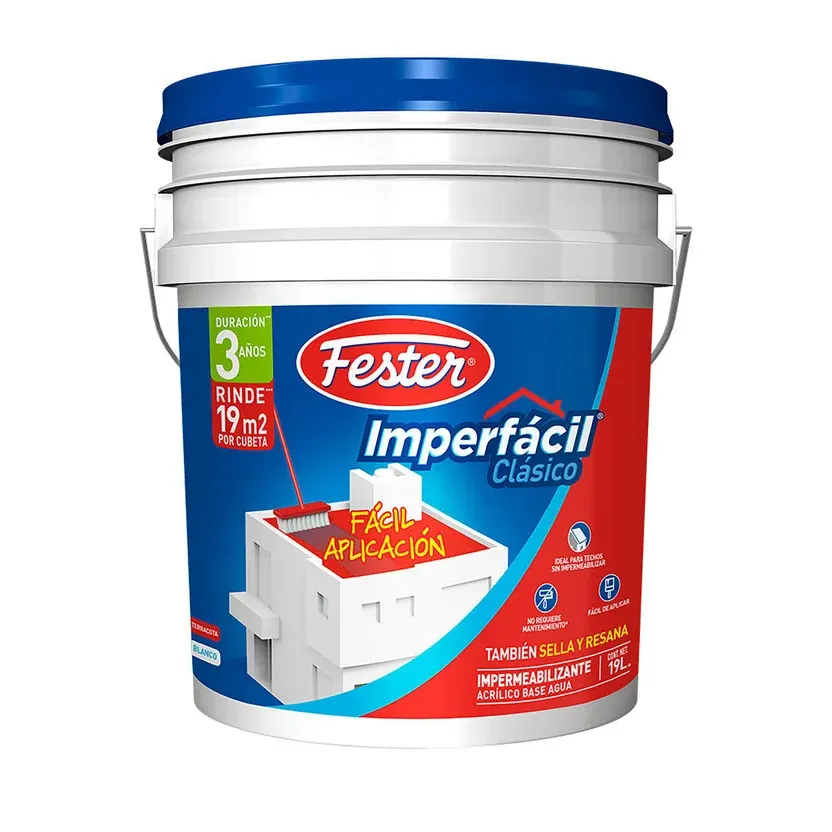 Impermeabilizante Acrílico Fester - 3 Años de 19 litros - Rojo