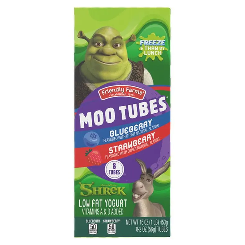 Friendly Farms Moo Tubes Lowfat Yogurt - 8 Count