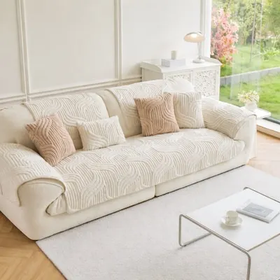 White sofa cover with width 36 inches and height 71 inches