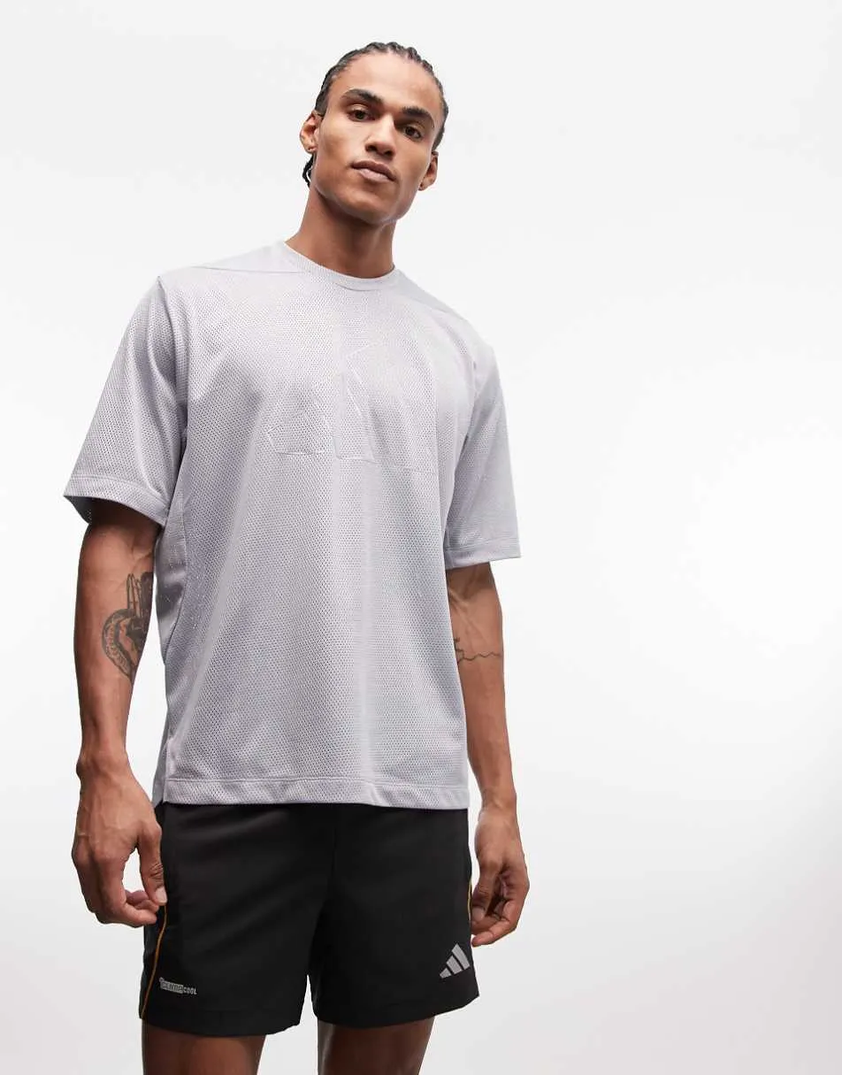 adidas Training Essentials mesh t-shirt in grey