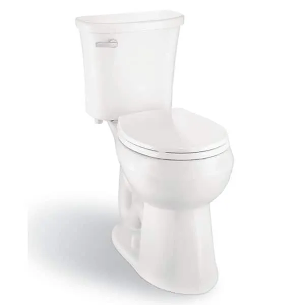 Glacier Bay Power Flush 12 inch Rough In Two-​Piece 1.​28 GPF Single Flush Round Toilet in White Seat Included
