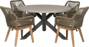 Intratuin 4-zits diningset Wout rond olijfgroen