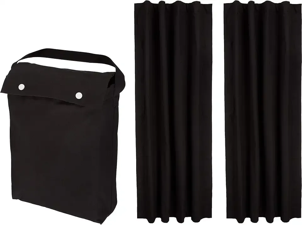 Portable Blackout Curtain Shade with Suction Cups, 50"W x 78"L, 2-Pack, Black