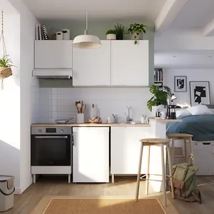 Cocina en kit Eleki blanca 3 módulos altos + 2 bajos L.180 x H.217 x P.58 cm