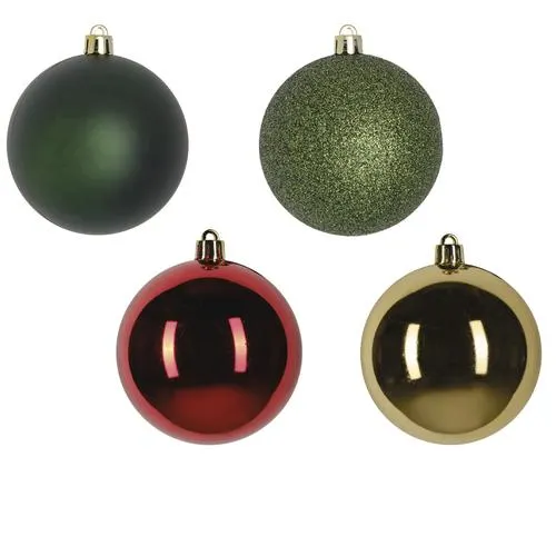 Enchanted Forest® Red, Green & Gold Shatterproof Ornaments - 32 Pack
